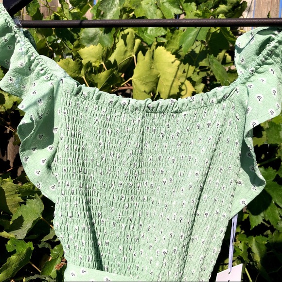 Purple Snow matcha, shirred, ruffle-strap jumpsuit - Picture 2 of 9